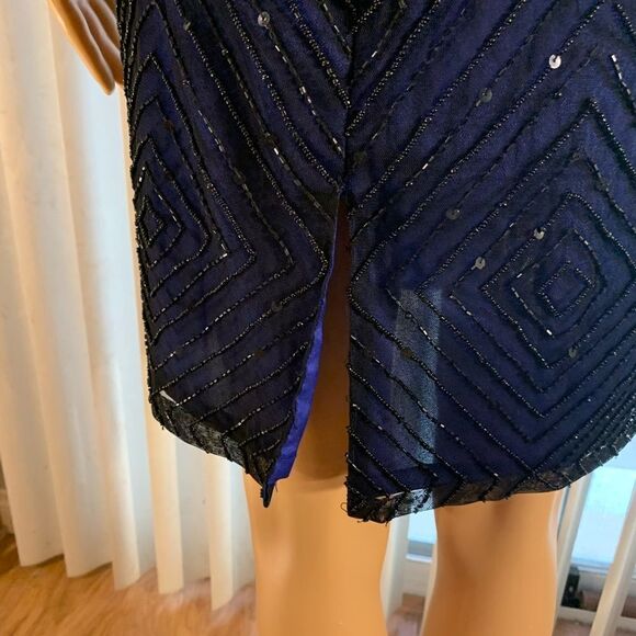 Laurence Kazar Beaded Front And Back Sleeveless Backless Size PXL Cocktail Dress - Picture 9 of 15